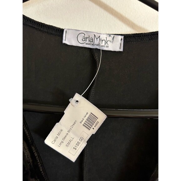 Carla Mink PDX Portland Women Dress Long Sleeve Bird Dream Black Velvet sz S - Picture 5 of 5